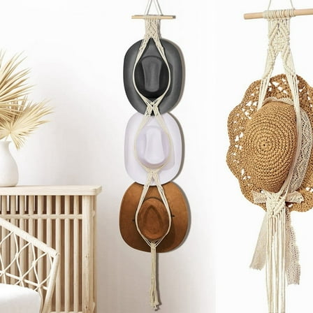 Hat Hangers Boho Hat Rack Hat Hanger Back of Door Hat Organizer Hanging Hat Decoration, 2-Tier