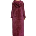 Women's Flannel Zip Warm Robe Cozy Fluffy Long Bathrobe Housecoats