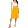 thumbnail image 4 of Women's Casual Stretch Basic Foldable High Waist Relaxed Fit A-Line Solid Midi Skirts, 4 of 4