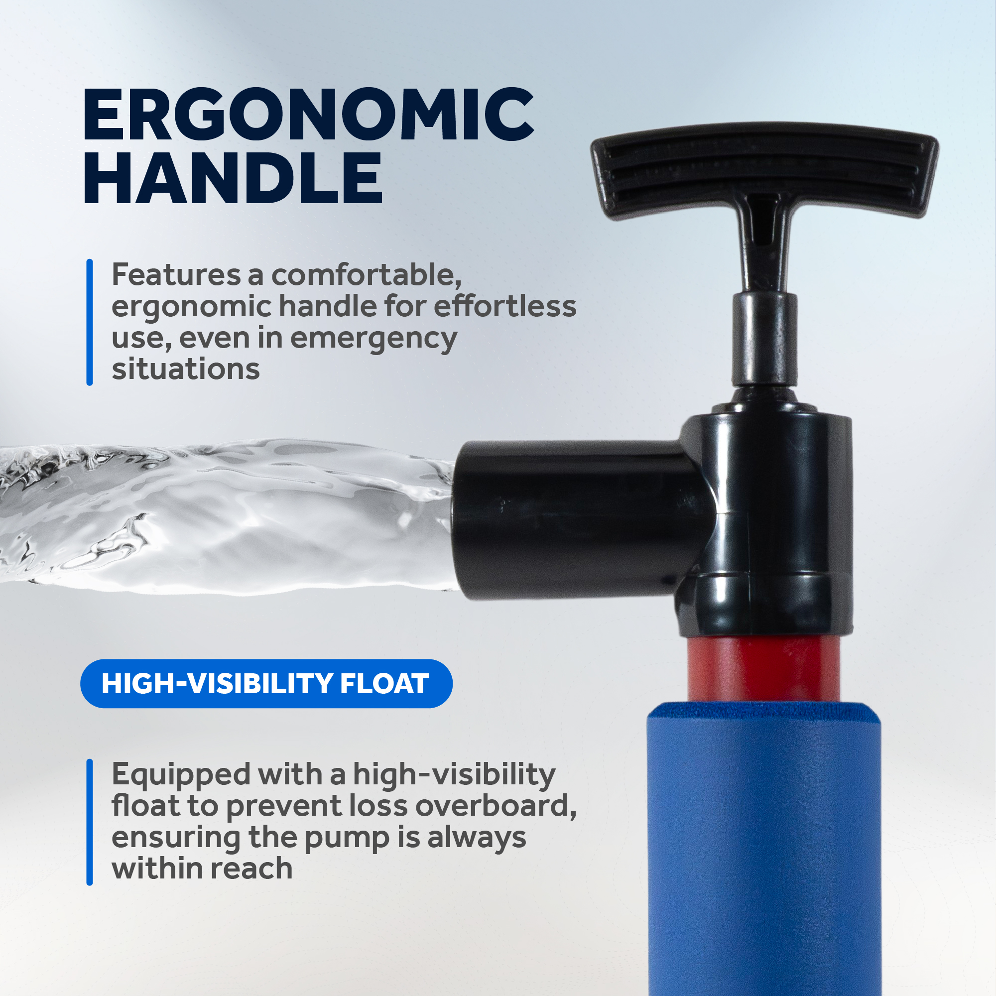 Five Oceans 18" Kayak Manual Bilge Pump for Water Extraction from Flooded Kayak, Boat, Canoe, or Personal Watercraft- FO4760