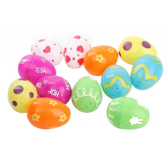 Fridja 12pc Fillable Plastic Easter Eggs Party Supply Pack Assorted Pattern Prints