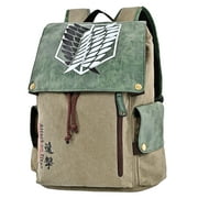 Roffatide Anime Attack on Titan Backpack Canvas Schoolbag Survey Corps Printed Flap Backpack Laptop Back Pack