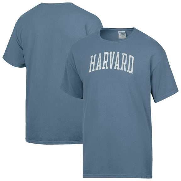 Men's-ComfortWash  Heather Blue Harvard Crimson Distressed Arch T-Shirt