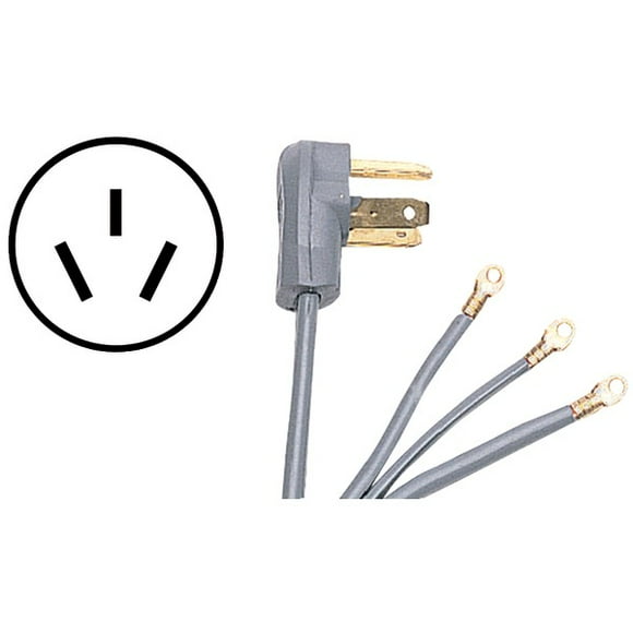 Certified Appliance Accessories(R) 90-1080 3-Wire Closed-Eyelet 50-Amp Range Cord, 4ft