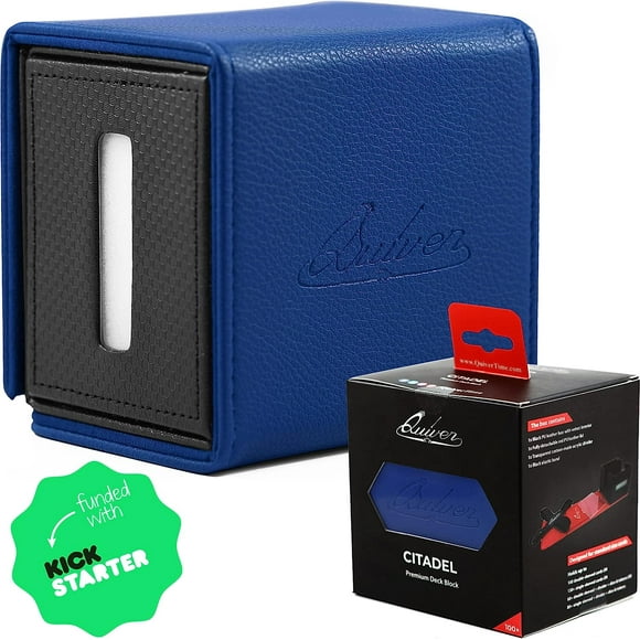 AIR-Blue Citadel Deck Block - 100+ Commander MTG Deck Box for Cards - Card box holder for Cards, Dice and Tokens, Custom Deckbox Divider - Quiver Card Cases Compatible | TCG Card Deck Box