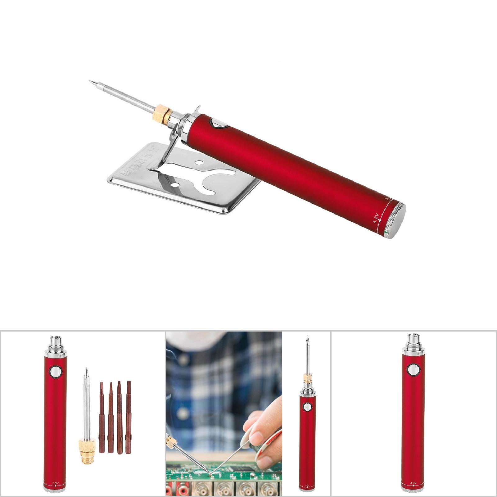 Soldering Iron,1300mAh 5V Anti-Oxidation Portable Rechargeable Soldering Pen Mini USB Soldering Iron Kit for Cell Phone Electronic Product Repairing Welding red 