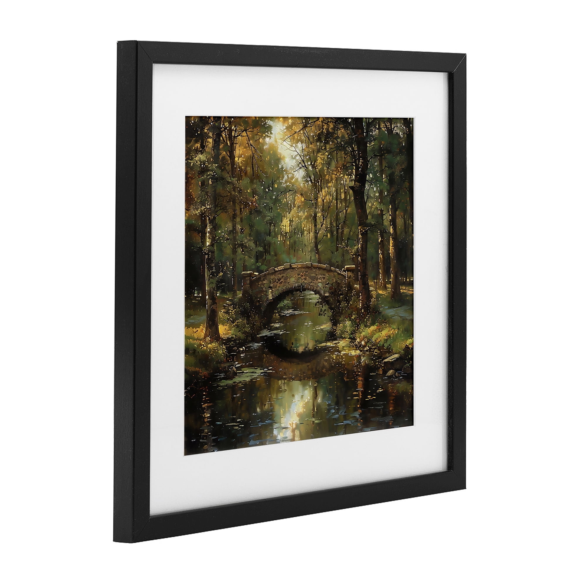 Stupell Industries Forest Bridge in Autumn Light Black Framed Print Under Glass, design by Creative Studio