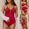 thumbnail image 2 of Gyexs Maternity Womens One Piece Swimsuit Ruched Front Keyhole Bathing Suit Adjustable Straps #03 Watermelon Red, Size L, 2 of 6