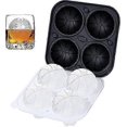 thumbnail image 1 of Basketball Ice Cube Mold, Basketball Shape Ice Cube Tray, Silicone Sphere Ice Mold Make 4 Large Ice Balls for Chilling Whiskey Cocktails Drinks, 1 of 5