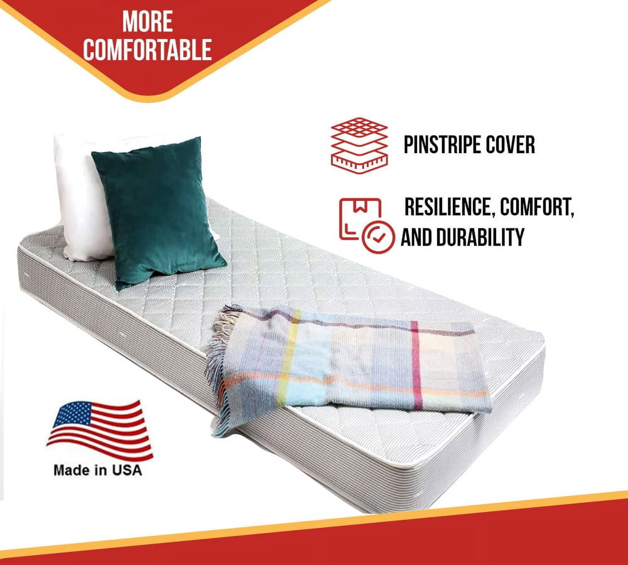 5.5 Inch Mattress for RV Trailer & Camper 38"x80" - Luxury Foam with Pinstripe Design & Quilted Cover Both Sides - Breathable Trailer Bed Mattress for Truckers