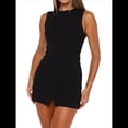 thumbnail image 3 of Vestido de Verano Acanalado con Botones para Mujer, Camiseta de Tirantes con Abertura Frontal, Sin Mangas, Ajustado y Elegante Negro M, 3 of 9