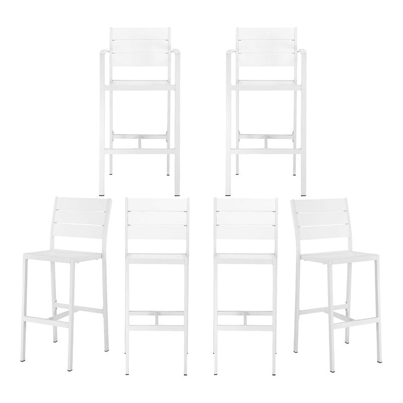 Pangea Home Breeze 44" Aluminum Outdoor Bar Stools in White (Set of 6 ...