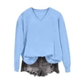 thumbnail image 5 of Long Sleeve Shirts for Women V Neck Solid Color Loose Sweatshirt Sky Blue XL, 5 of 6