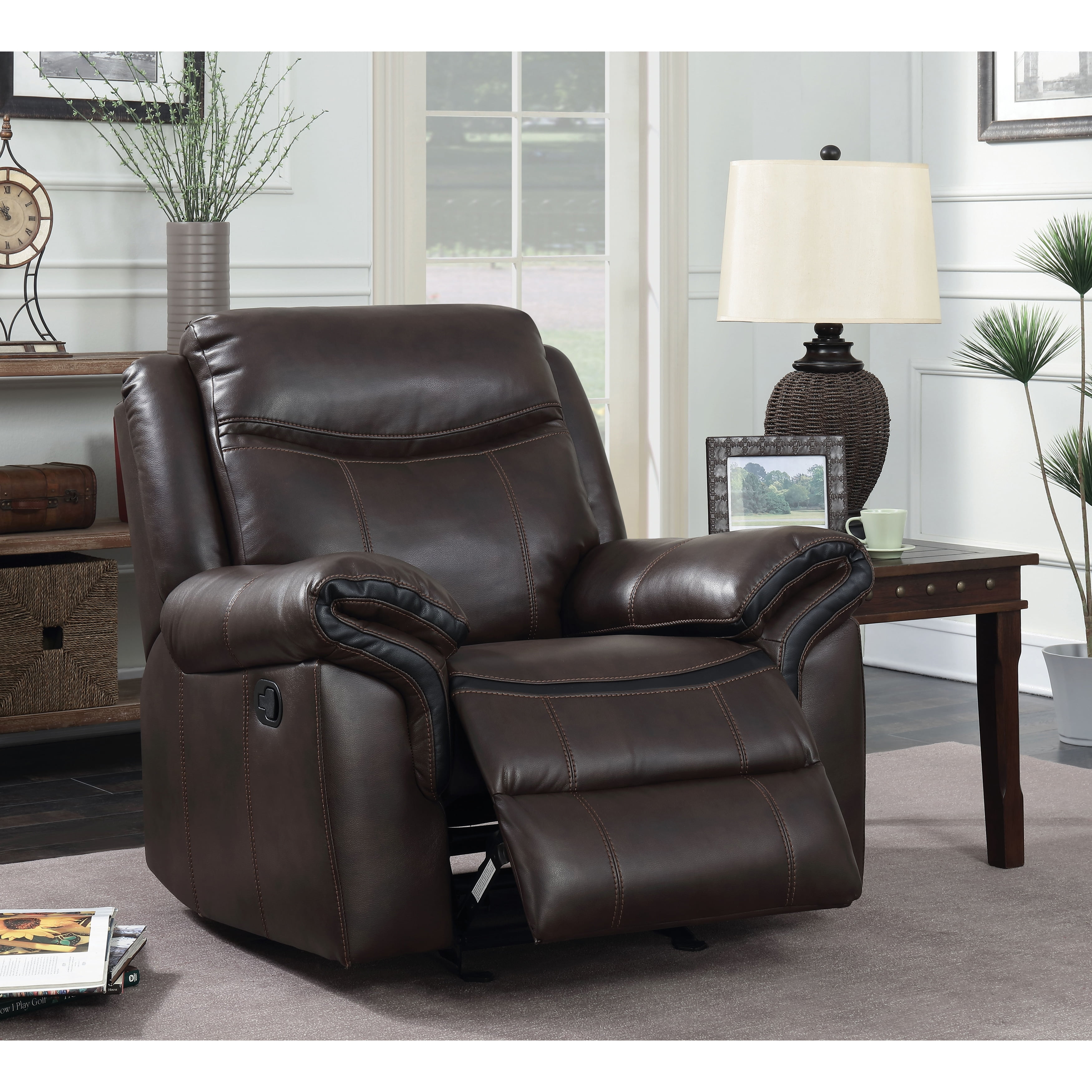 Furniture of America Yeln Contemporary Brown Glider Recliner