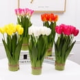 thumbnail image 4 of (Un paquete de 12) 12 tulipanes Tianshan en maceta flores artificiales de interior tulipanes simulados flores de mesa flores decorativas arreglos florales arte floral - amarillo, 4 of 5