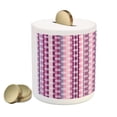 thumbnail image 2 of Polka Dot Piggy Bank, Vertical Stripes in Color Shades with Faded Big Polka Dots Pattern Retro Style, Ceramic Coin Bank Money Box for Cash Saving, 3.6" X 3.2", Multicolor, by Ambesonne, 2 of 4