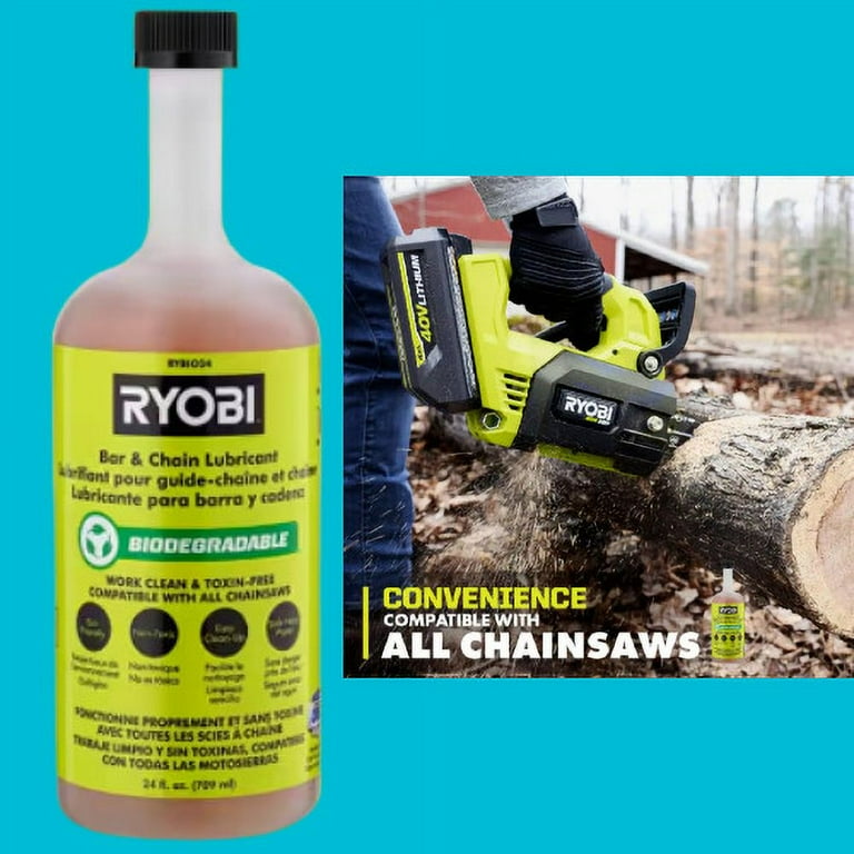 RYOBI Biodegradable Bar Chain Lubricant Eco Friendly Chainsaw Oil 24 oz Bottle