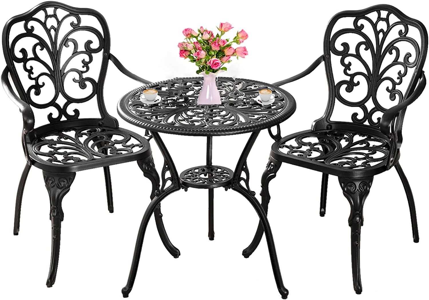FULDA Bistro Set 3 Piece Outdoor,Cast Aluminum Bistro Table and Chairs