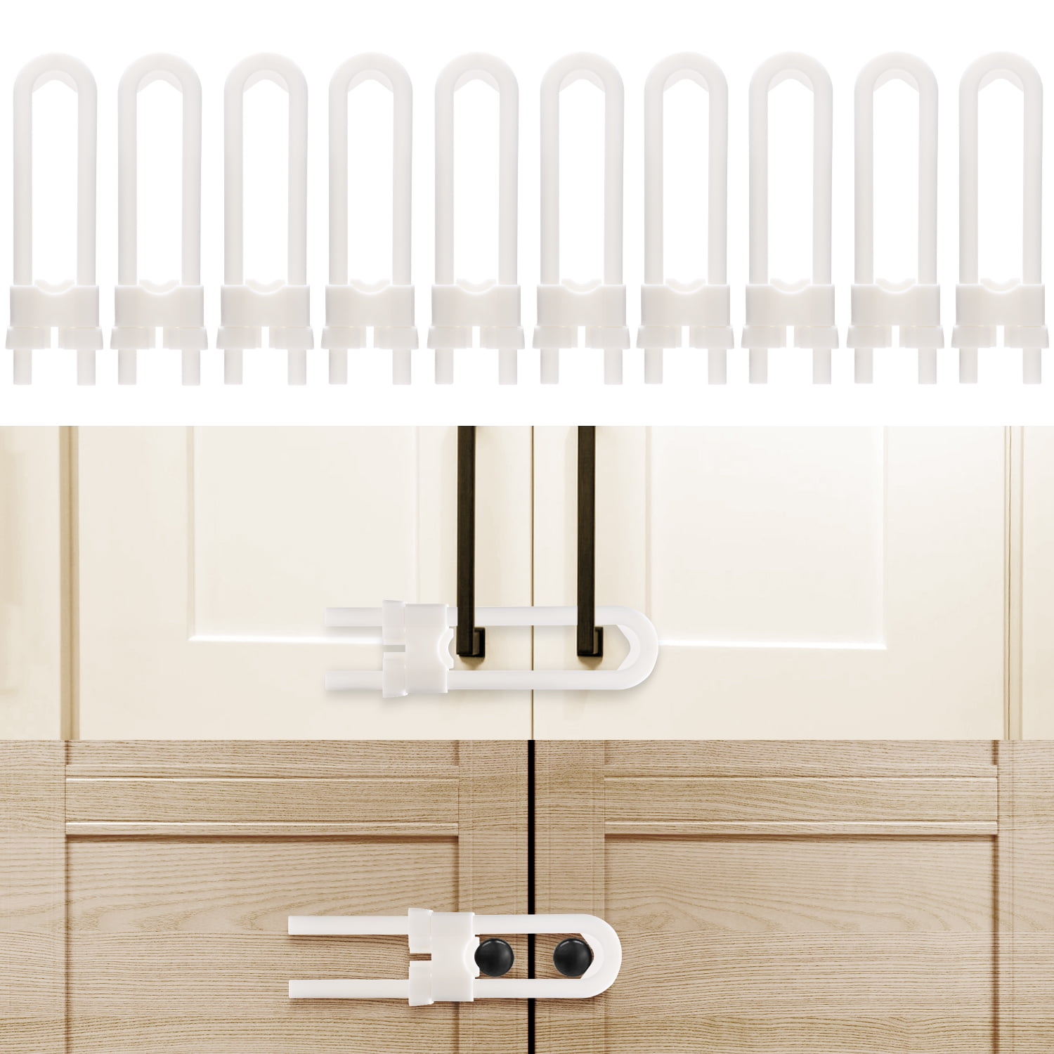 BUSATIA Cabinet Locks, U-Shaped Childproof, 10-Pack photo 1
