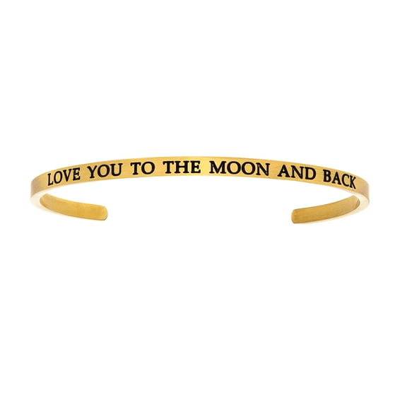 Stainless Steel LOVE YOU TO THE MOON AND BACK Diamond Accent Cuff Bangle Bracelet, 7