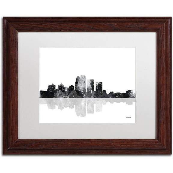 Trademark Fine Art "Louisville Kentucky Skyline BG-1" Canvas Art by Marlene Watson, White Matte, Wood Frame