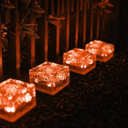 

4 Pack Solar Garden Lights Solar Ground Lights Outdoor Waterproof Solar Brick Lights for Pavers Walkway Patio Yard Deck Step Lawn Decor Lighting Red