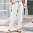 thumbnail image 2 of TRUBKH Womens Linen Pants Cruise Pants Baggy Linen Pants Plain Drawstring Trousers Resort Wear for Women 2026 Fashion Drawstring Lightweight Wide Leg Linen Pants Gaucho Pant High Waisted White 3XL, 2 of 6