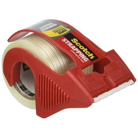 Reinforced Strapping Tape - Scotch MMM50 Reinforced Strength Shipping and Strapping Tape in Dispenser, Red - 1
