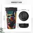 thumbnail image 3 of Fotbe Retro Bulldog Sunglasses Printed Insulated Travel Coffee Mug Spill Proof Leak Proof Stainless Steel Coffee Tumbler Reusable Coffee Cups with Lids Thermos, 3 of 8