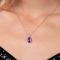 thumbnail image 3 of Gem Stone King 14K White Gold Purple Amethyst Pendant Necklace for Women | 0.75 Cttw | Gemstone February Birthstone | Oval 7X5MM | With 18 inch Silver Chain, 3 of 6