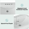 thumbnail image 6 of TEQIN Bathroom Pedestal Sink,Vintage Rectangular Sink,White Ceramic Pedestal Sink for Bathroom with Overflow & 3 Pre-Drilled Holes for 4" Faucets,Freestanding Restroom Sink Combo for Small Spaces, 6 of 9