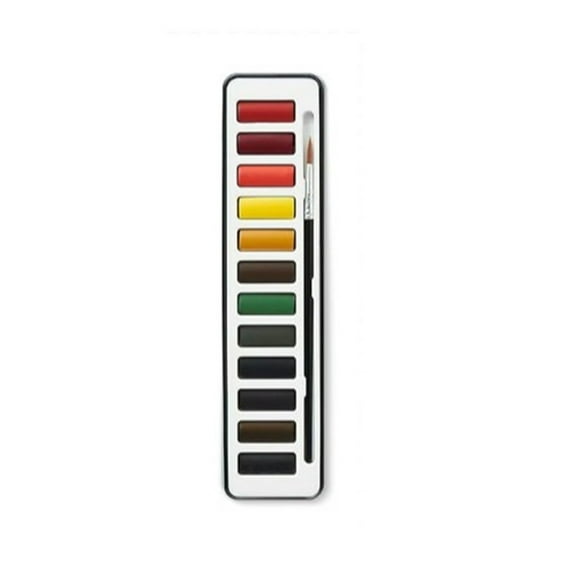 Portable 12 Color Watercolor Paint Set with Integrated Brush for Art Enthusiasts and for Projects and Use