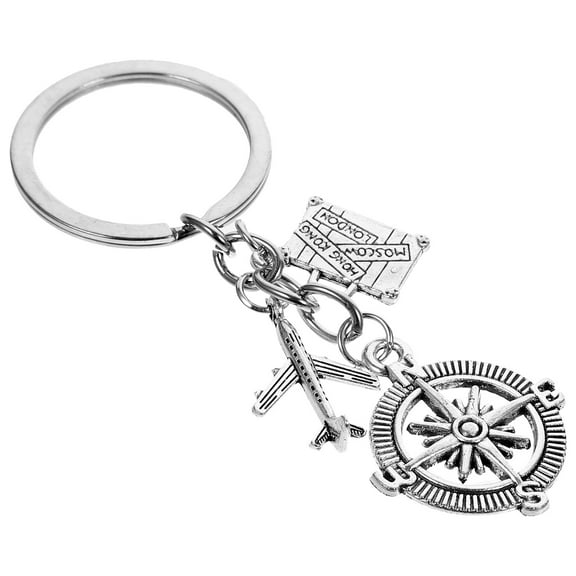 Keychain Vacation Traveler Airplane Keyring Compass (3#) Souvenir Metal Alloy Staff Man