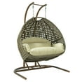 thumbnail image 3 of LeisureMod Modern Beige Wicker Double 2-Person Hanging Egg Swing Chair Off-White, 3 of 10
