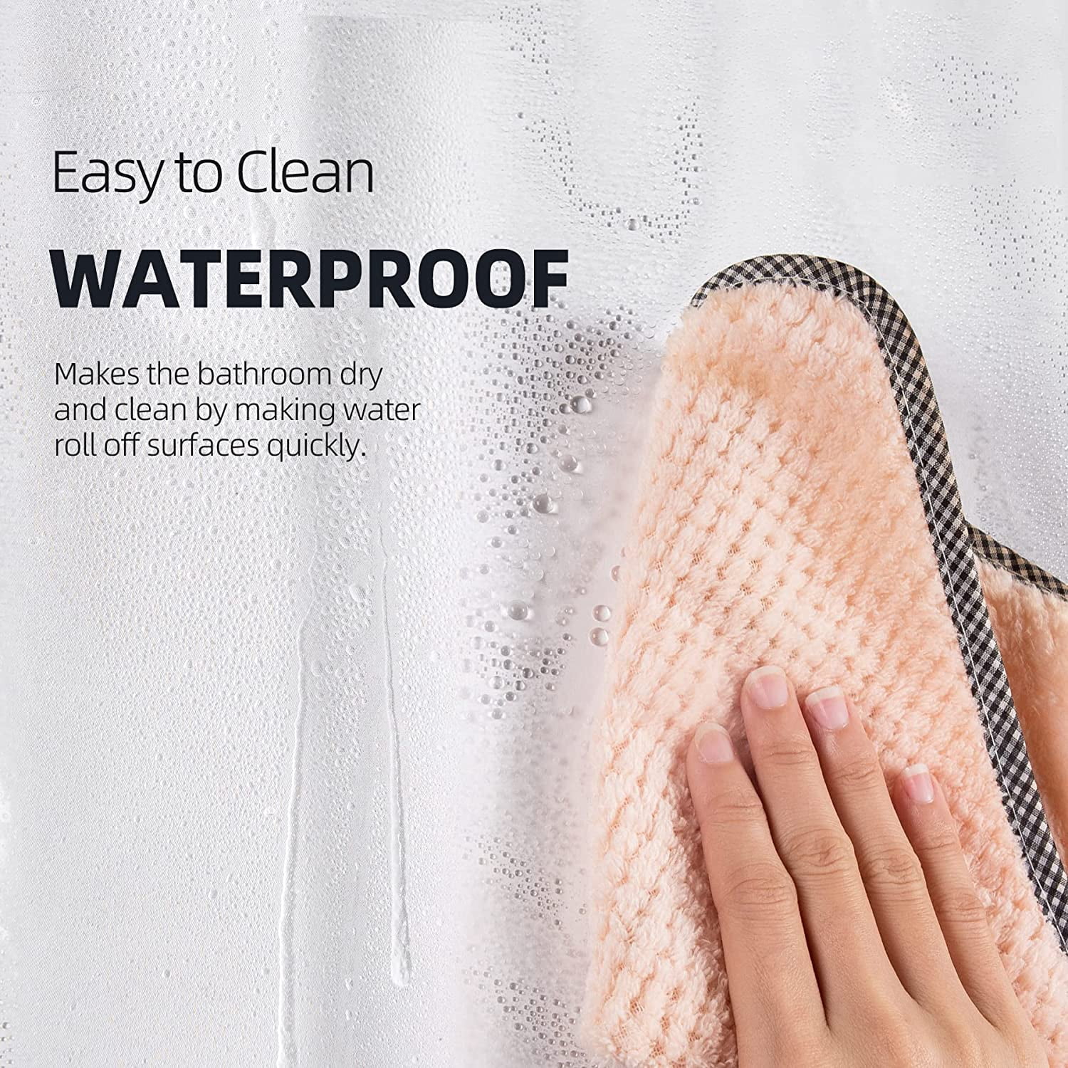 Moopom Clear Shower Curtain Liner, PEVA 72 x 72 Lightweight Waterproof Shower Curtains for Bathroom with Magnets and Rustproof Grommets