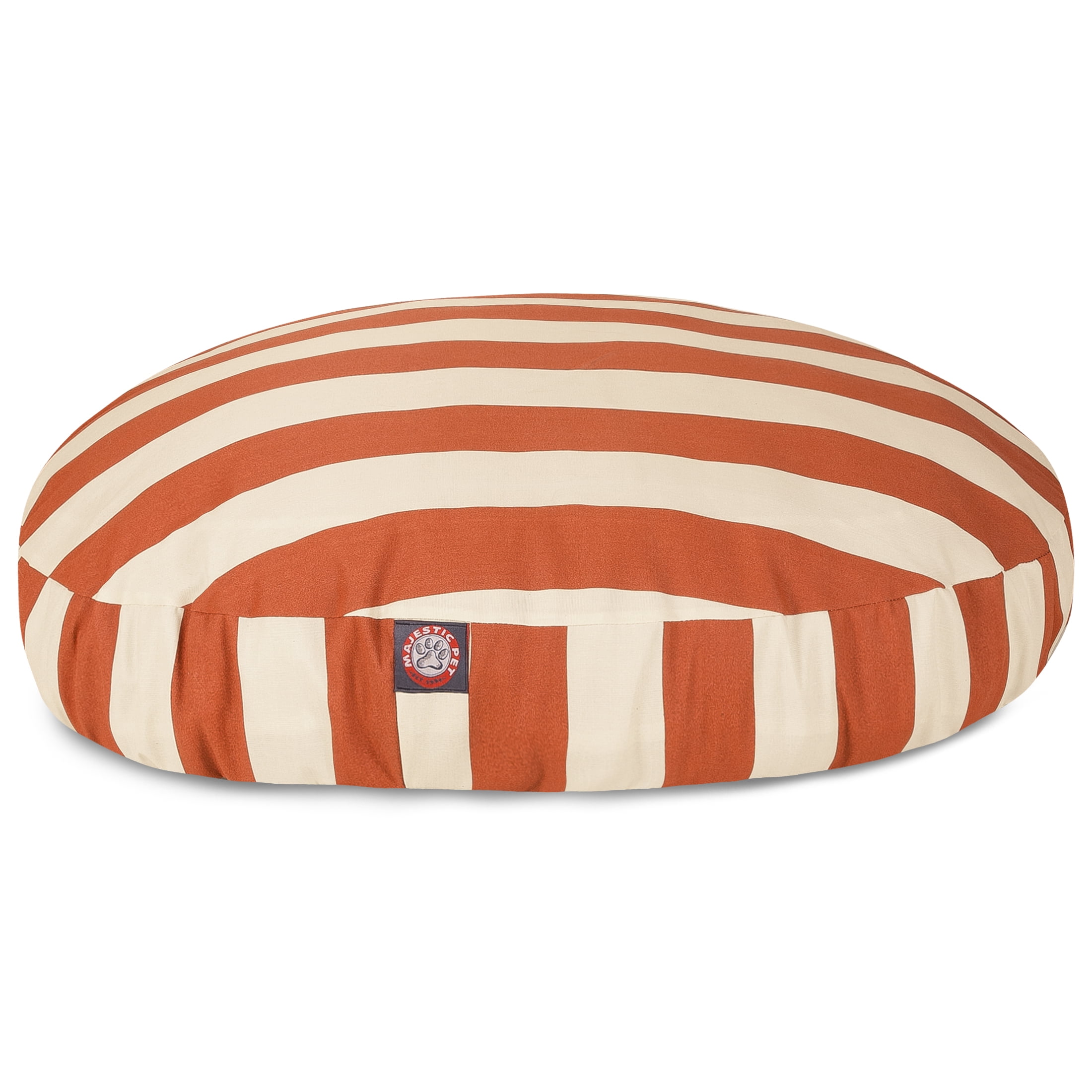 Majestic Pet Vertical Stripe Round Dog Bed Treated Polyester Removable Cover Burnt Orange Large 42 x 42 x 5