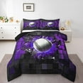 thumbnail image 1 of Erosebridal Baseball Bedding Queen Comforter Set,Gradient Geometric Down Comforter,Purple and Black,Reversible, 1 of 7