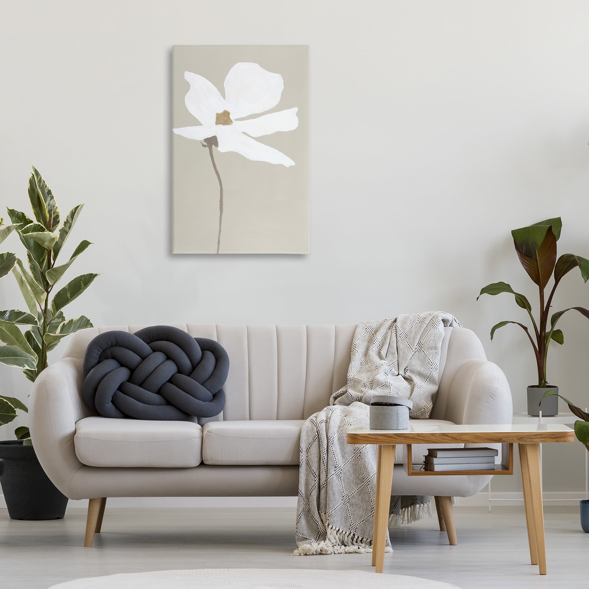 Stupell Industries White Flower Sprout Botanical & Floral Painting Gallery Wrapped Canvas Art Print Wall Art, 24 x 36