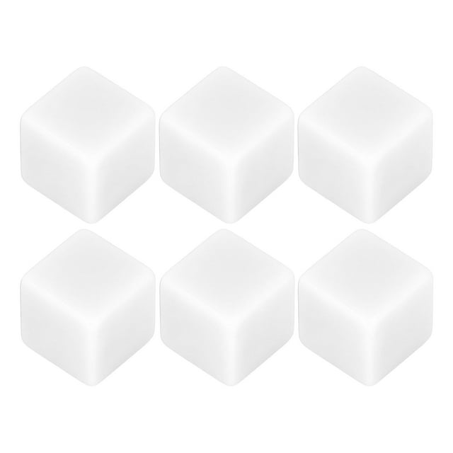 Juego de dados en blanco de 6 piezas, cubos de plástico rectangulares, cubos de seis lados, juegos de mesa, clases de matemáticas, bricolaje, fiesta favorita de blanco divertido