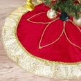 thumbnail image 3 of Christmas Red Velvet Tree Skirt with Embroidered Snowflake, Festive Holiday Decoration for Home and Party, Reusable and Soft Winter Decor, 3 of 5