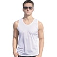 thumbnail image 2 of ZenCart Men Mesh Vest Summer Tank Top Solid Color Round Neck Sleeveless Singlet Slim Fit Muscle Fitness Shirt for Gym Streetwear, 2 of 8
