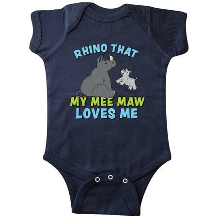 

Inktastic Rhino That My Mee Maw Loves Me with Cute Rhinos Gift Baby Boy or Baby Girl Bodysuit