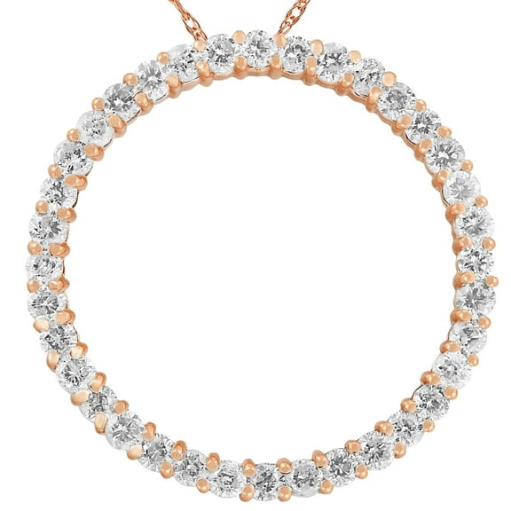 Pompeii 2ct Circle Diamond Pendant 14K Rose Gold (G/H,I2)