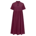 thumbnail image 6 of Linen Dress for Women Elastic High Waist Boho Maxi Dress Short Sleeve Dress Flowy Long Skirts Ankle Length Dress Casual Swing Long Beach Dress, 6 of 6