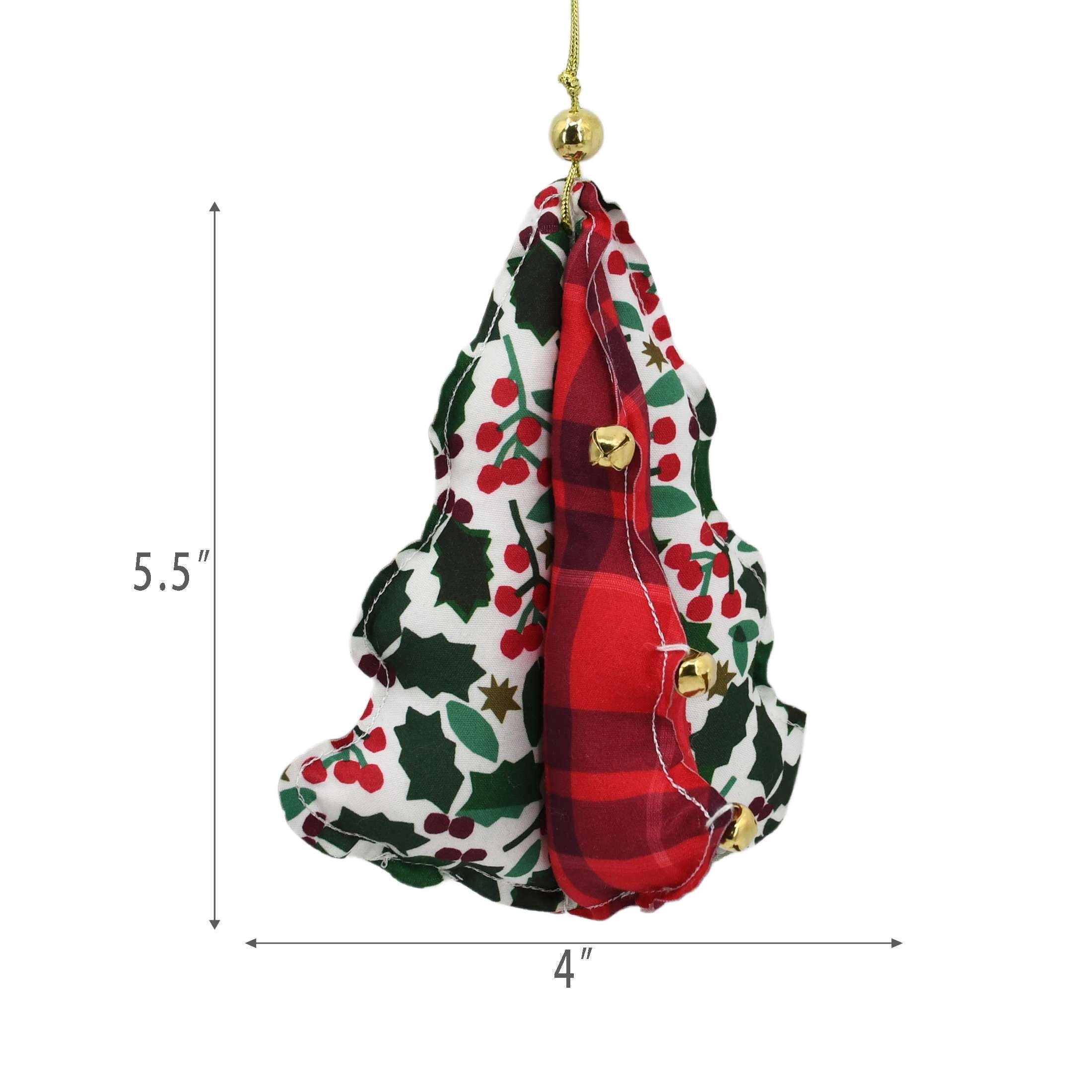 Red/White/Green Fabric Tree Christmas Ornament, 5.5", by Holiday Time