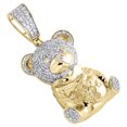 thumbnail image 4 of 10K Yellow Gold Genuine Diamond Teddy Bear Money Bag Pendant 1.75" Charm 1 CT., 4 of 6