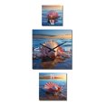 thumbnail image 2 of Designart "Sunset Shell Elegance" Seashell Oversized Wall Clock - Set Of 3 - Extra large Modern Clock For Office Décor - Large Vertical Clock, 2 of 6
