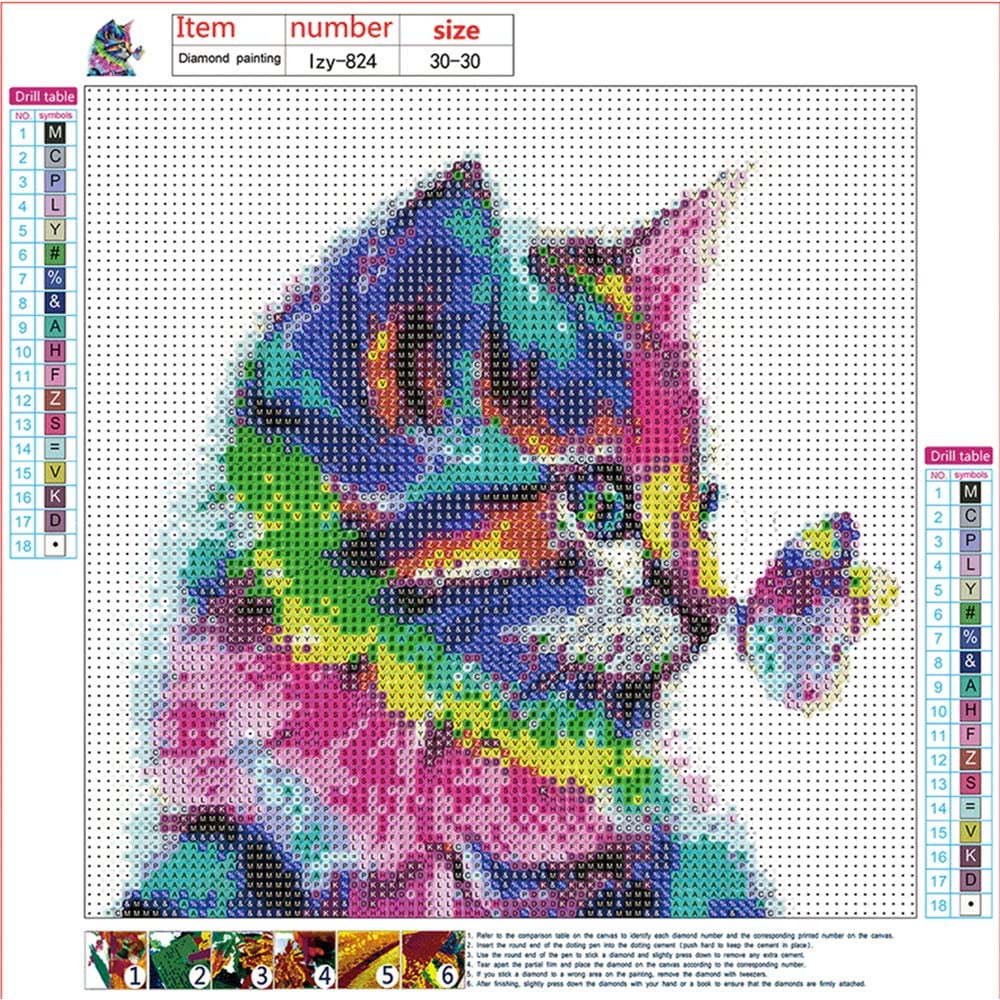 Meckior DIY Diamond Art Painting Kits Clearance, Butterfly Kiss Cat Art Craft Gem Paintings Diamond Art for Adults and Kids 11.8x11.8 inch - image 3 of 8