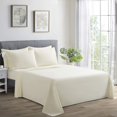 thumbnail image 1 of REJODA-Ultra Soft Silky Deep Pocket Solid Rayon from Bamboo All Season 6 Pieces Sheet Set with 4 Pillowcases, Ivory Color King Size, 1 of 4
