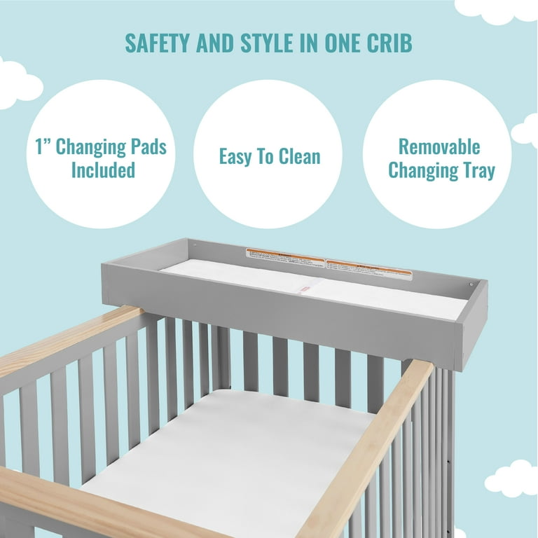 Dream On Me Orion 5 in 1 Convertible Crib with Removable Changing Tray Pebble Grey Vintage